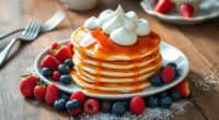 fluffy pancake topped meringue
