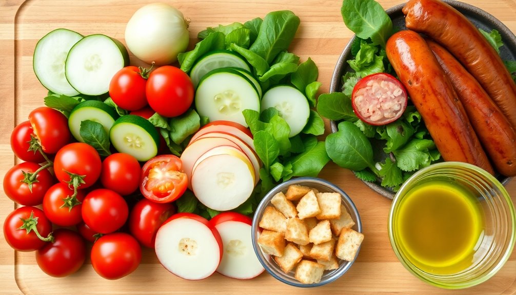 gather salad preparation items