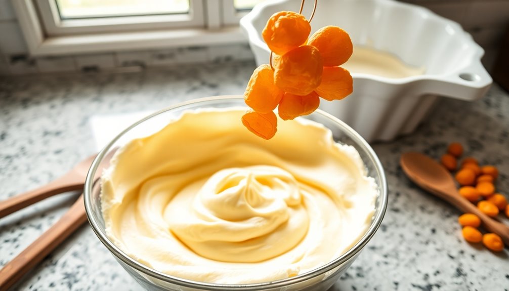gently incorporate dried apricots
