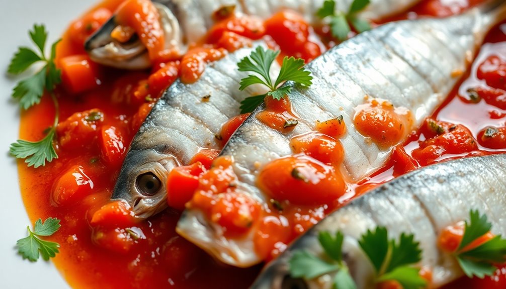 herring prepared with tomatoes