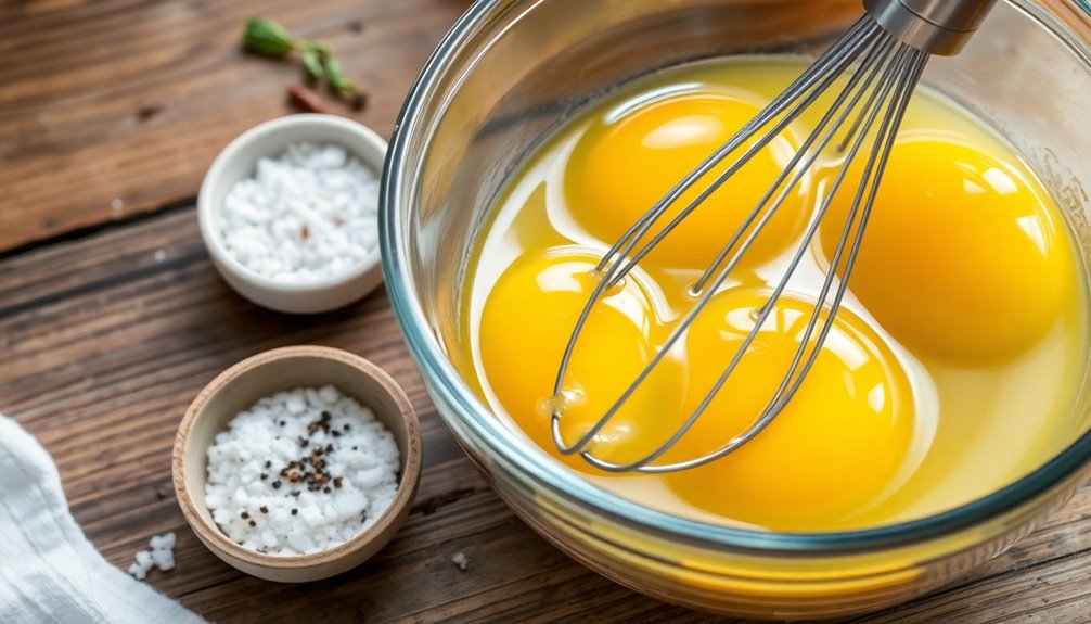 mix eggs with seasonings