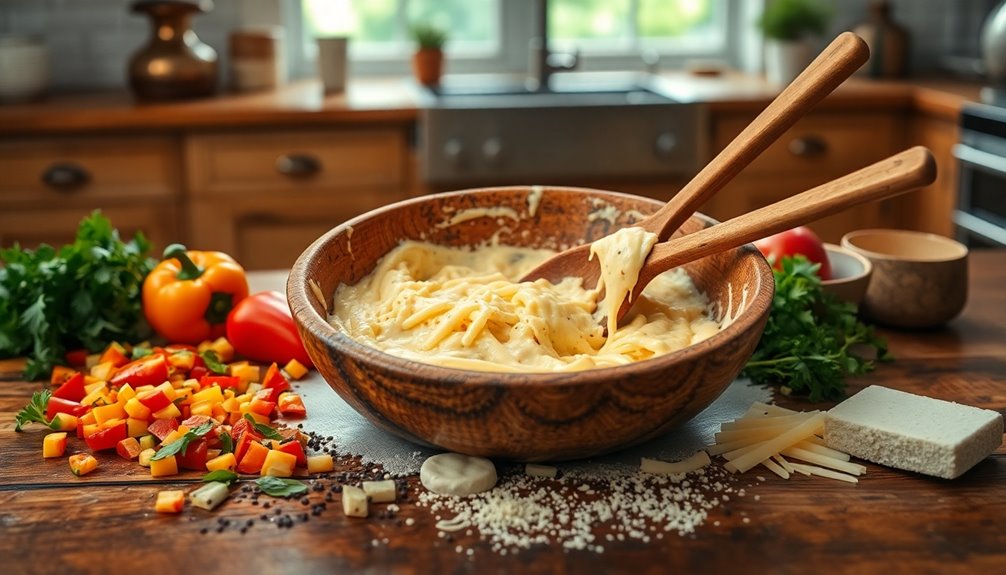 mix in cheese blend