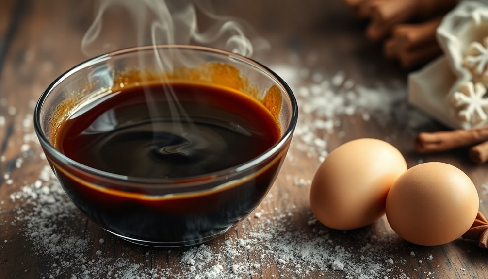 mix molasses with eggs