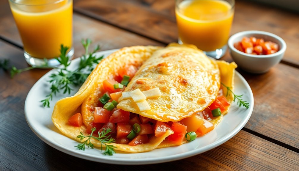 omelets served with salsa