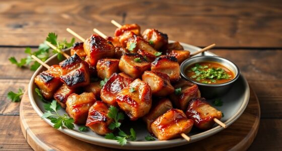 onion marinated pork skewers