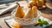 pears displayed in crystal