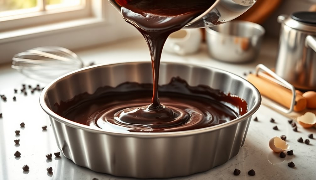 pour batter into pan