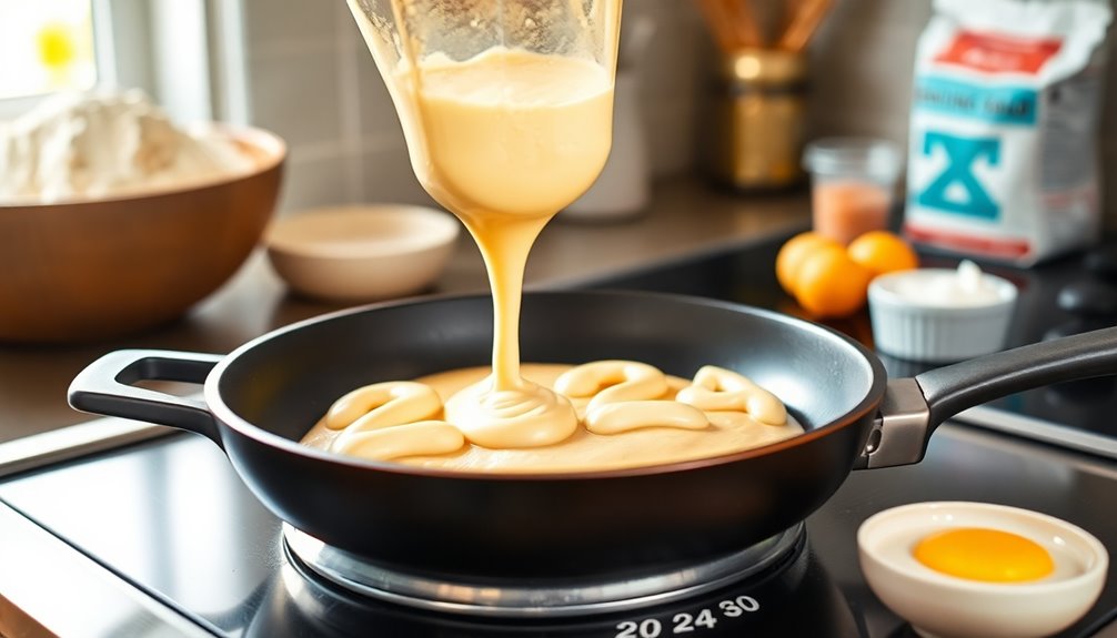 pour batter onto griddle