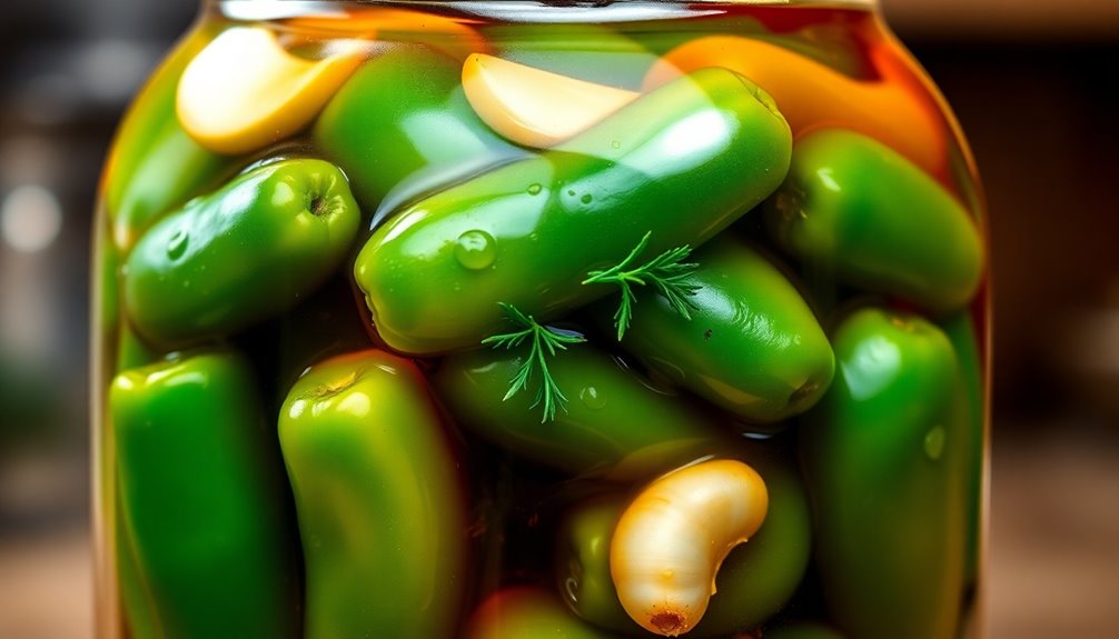 pour brine onto peppers
