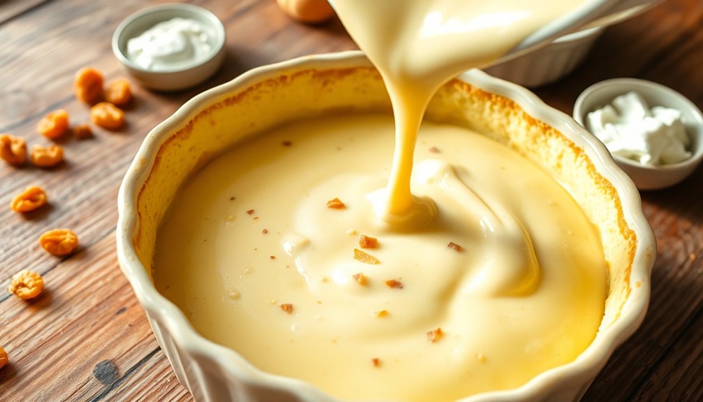 pour mixture into dish