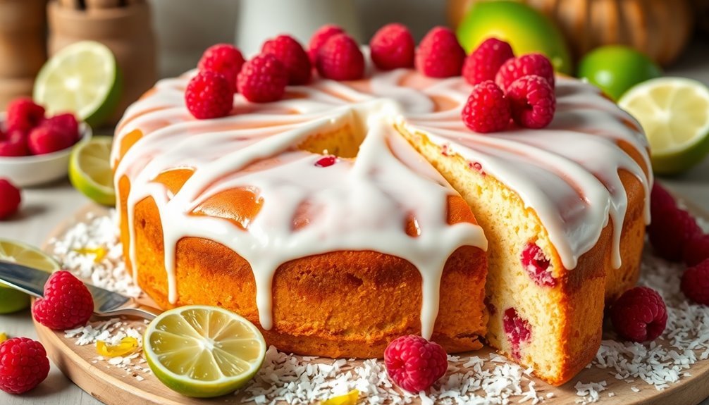 raspberry lime coconut cake