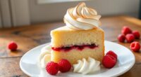 raspberry topped sponge cake