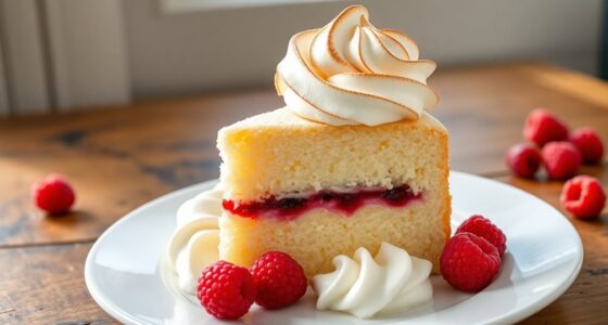 raspberry topped sponge cake