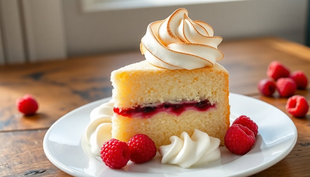 raspberry topped sponge cake