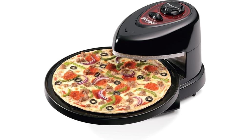 rotating black pizza oven