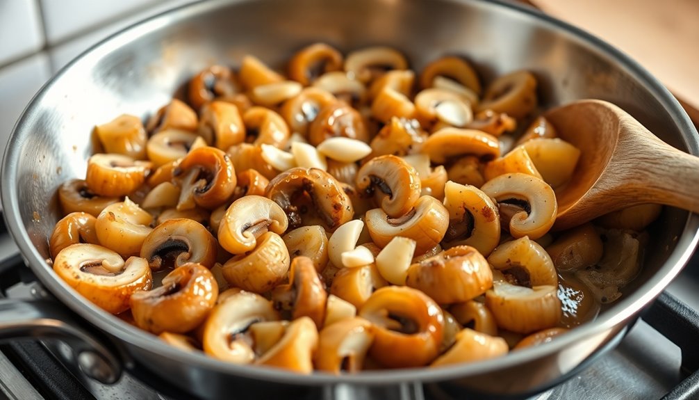 saut mushrooms with garlic