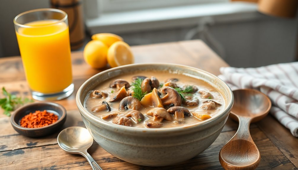 savory hearty mushroom soup