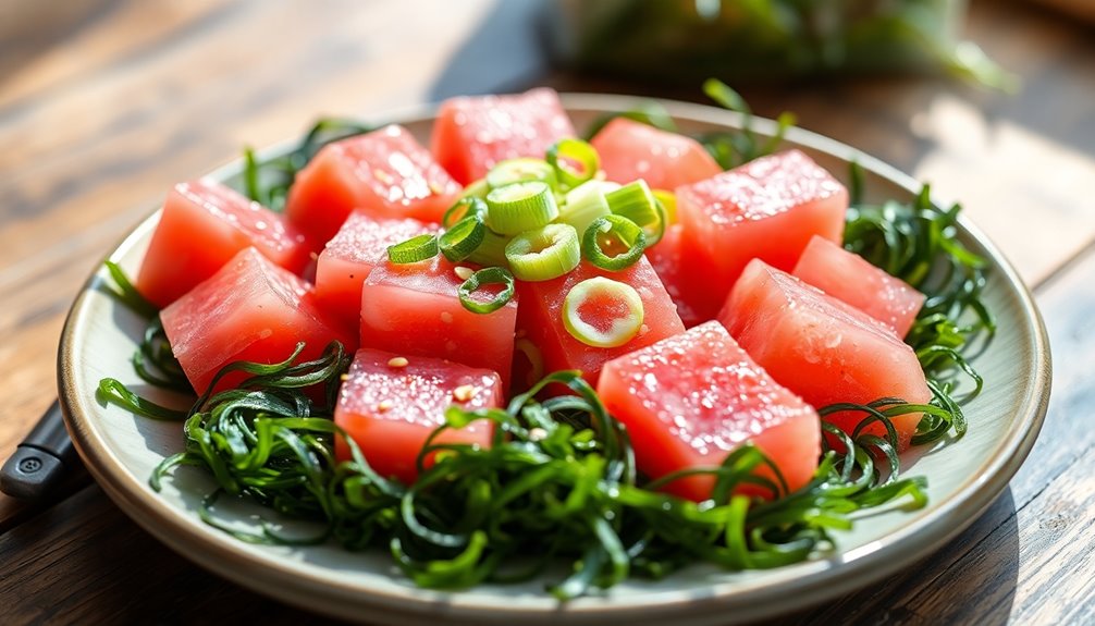 serve with seaweed salad