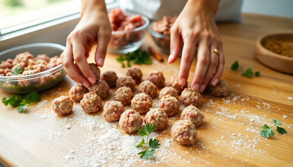 shape meatballs evenly sized