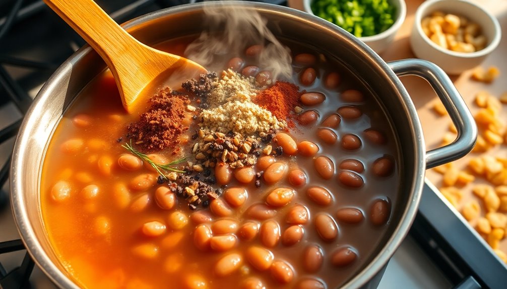 simmer broth with beans