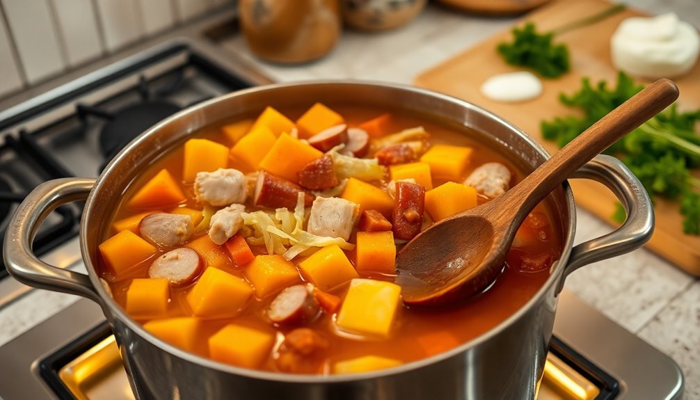 simmer broth with pumpkin