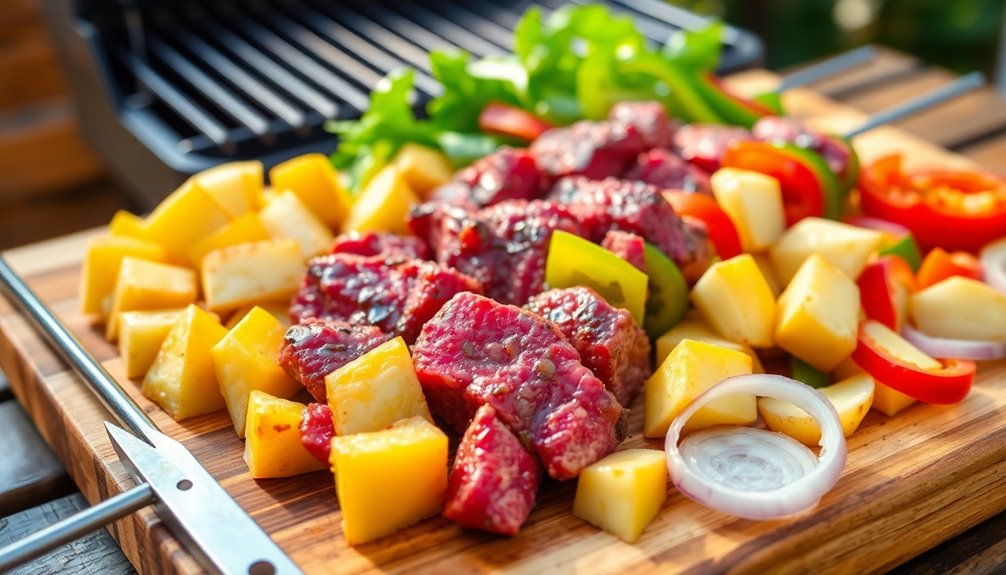 skewer ingredients for grilling