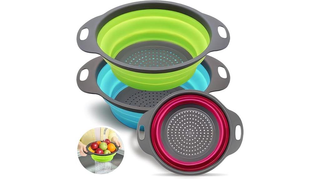 space saving silicone colander