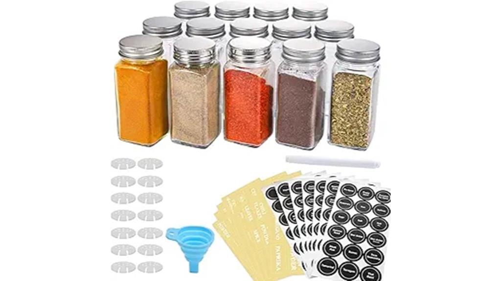 spice jars with labels