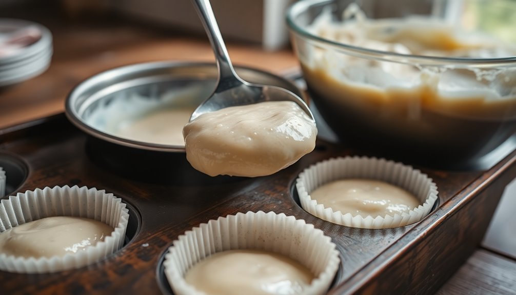 spoon batter into cups