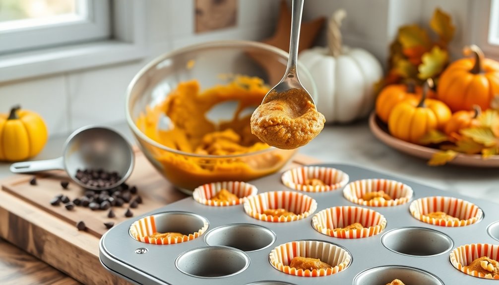 spoon batter into cups