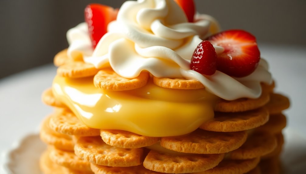 spread custard on crackers