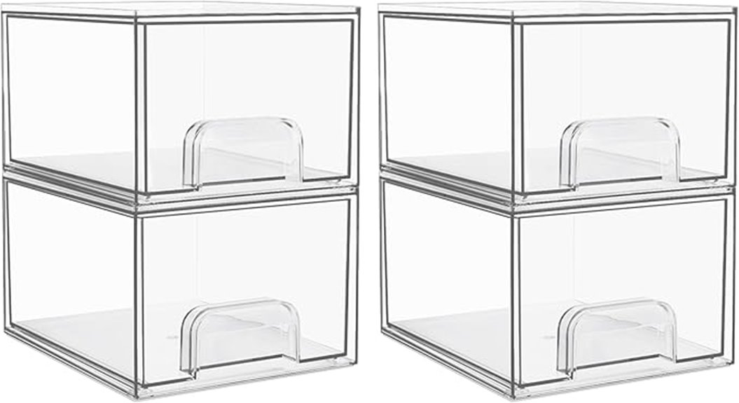 stackable clear storage drawers
