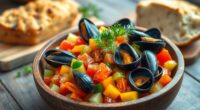 vegetable salad with mussels