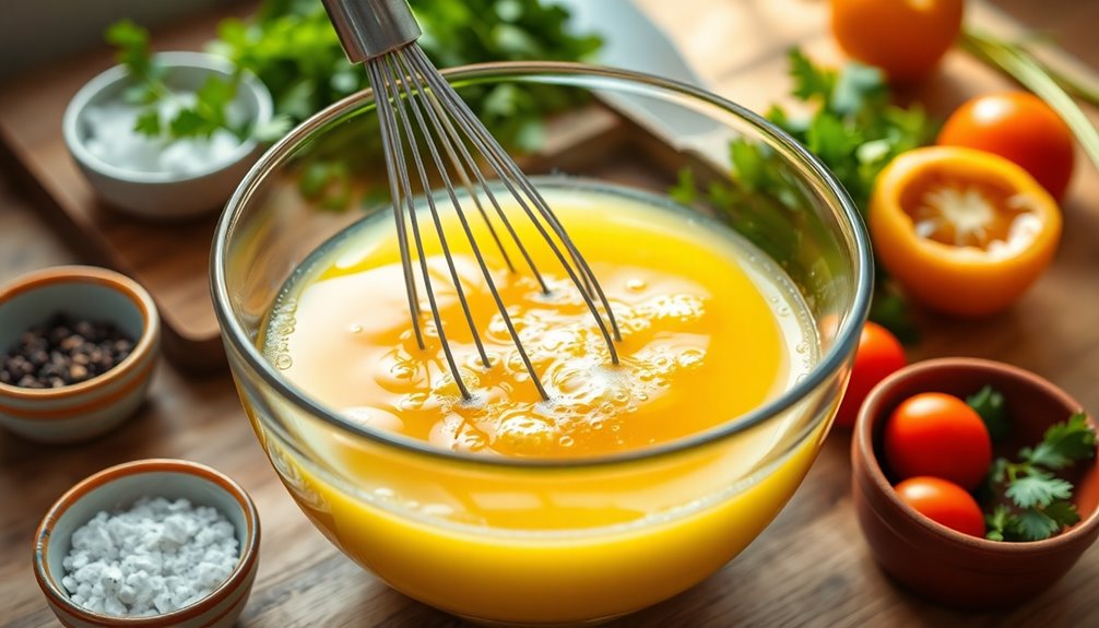 whisk eggs with spices