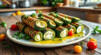 zucchini rolls filled with cottage cheese