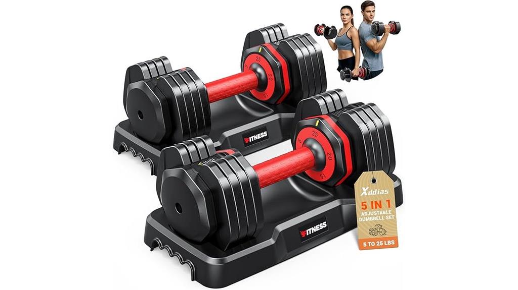 adjustable dumbbell weight range