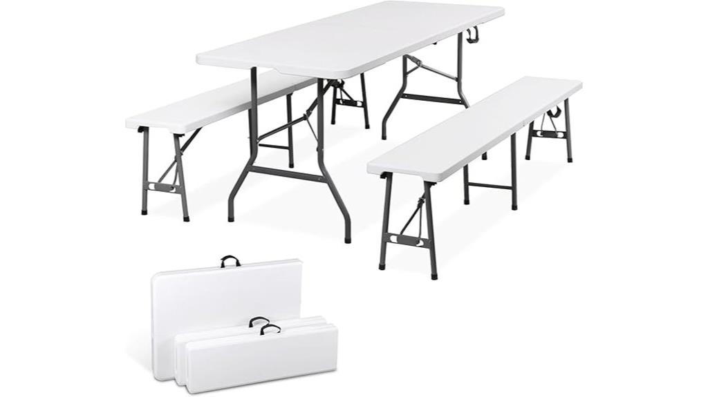 folding table with benches