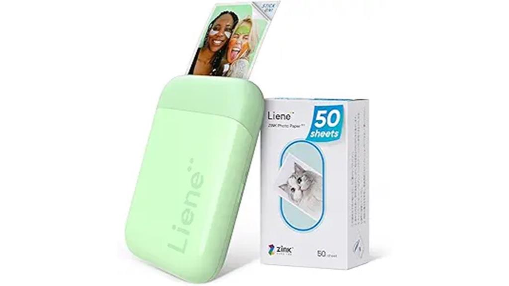 green portable bluetooth photo printer