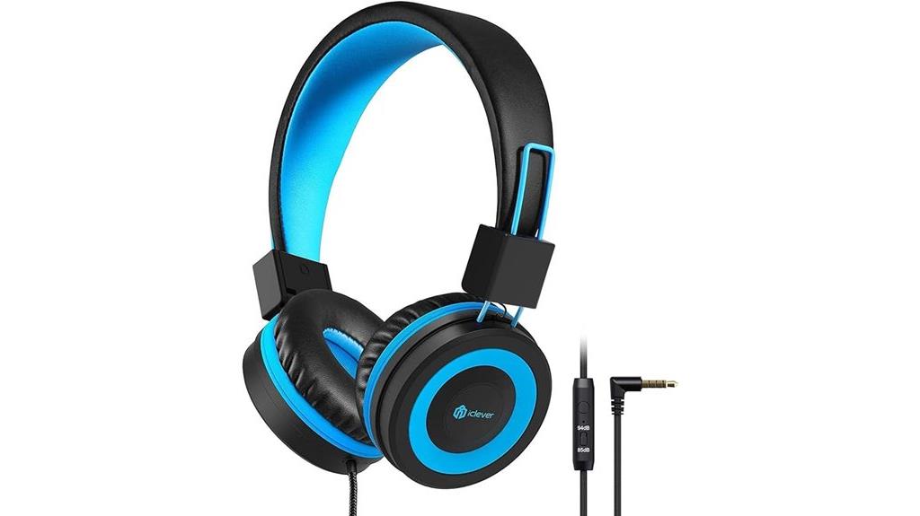 kids wired headphones with volume safety