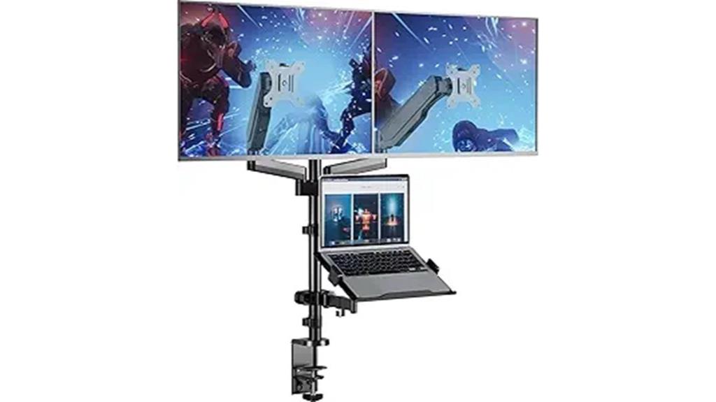 laptop and dual monitor mount