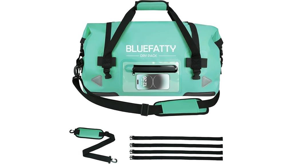 large waterproof ocean green duffel