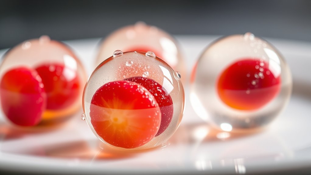 liquid spheres through chemical reaction
