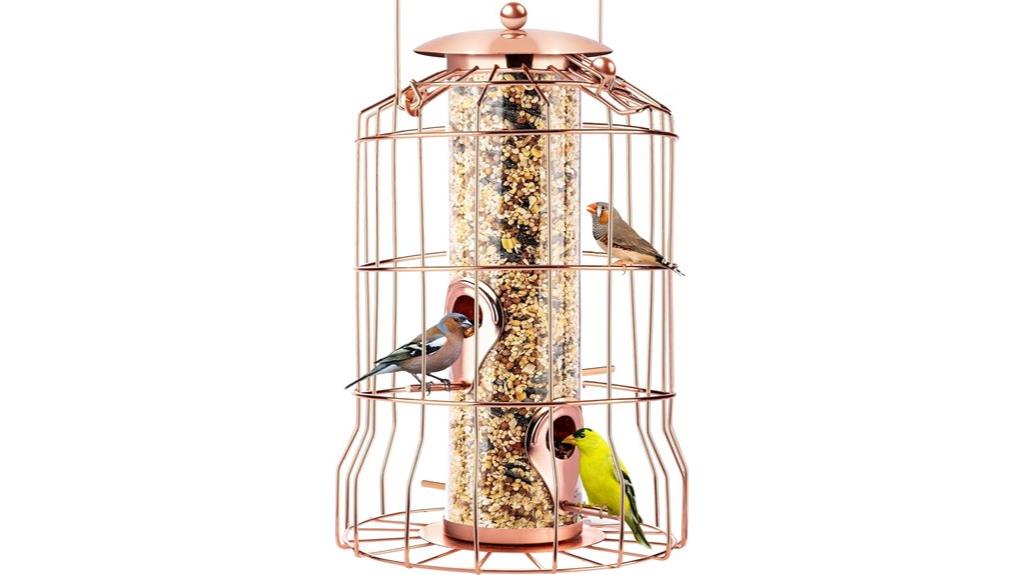 metal rose gold squirrel feeder