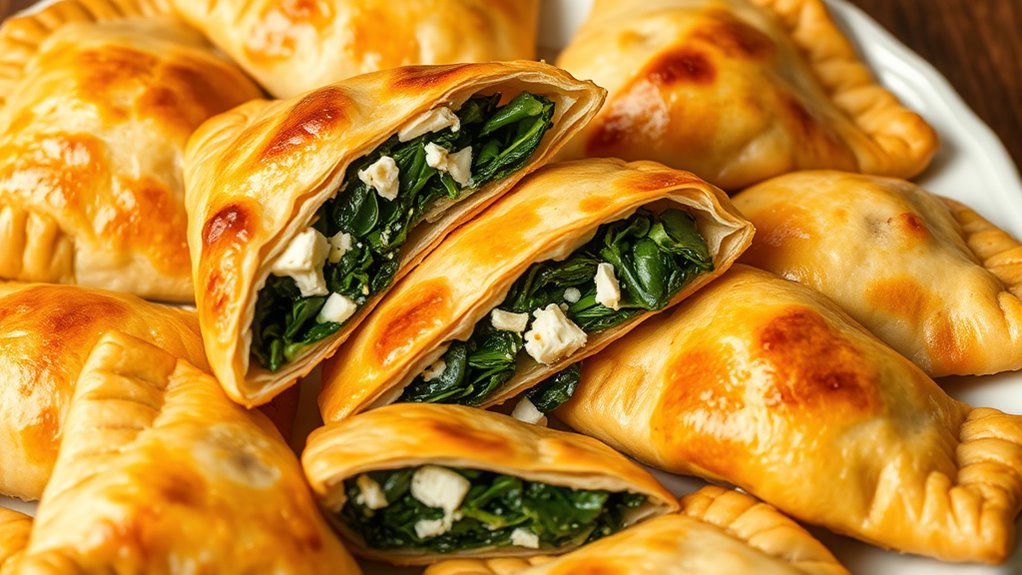 small varied spanakopita servings