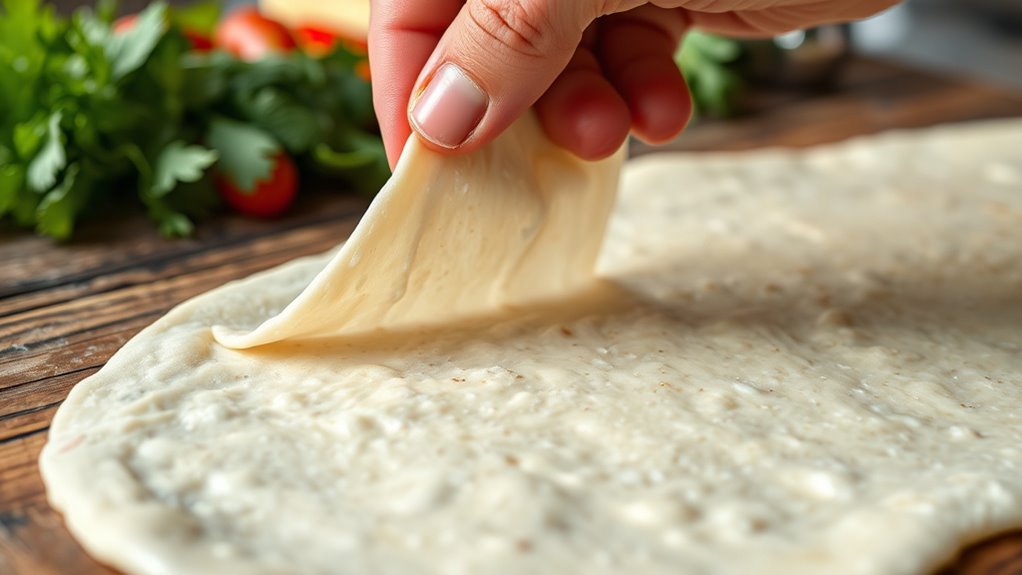 stretch dough evenly thin