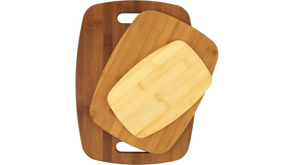 three bamboo cutting boards