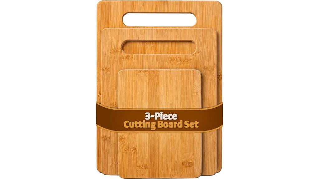 three reversible bamboo boards