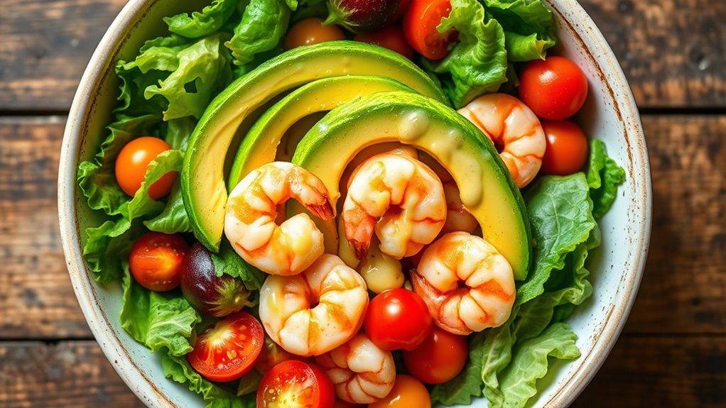vibrant shrimp avocado bowl