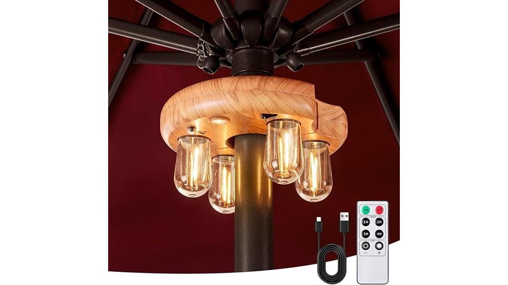 wood grain umbrella light