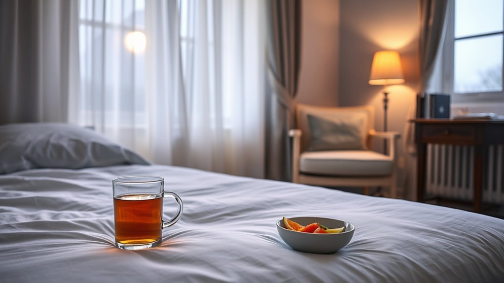 avoid caffeine and heavy meals